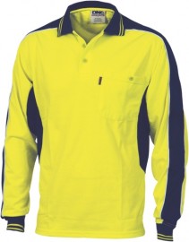 DNC3896 , Poly/Cotton Contrast Panel Polo - long Sleeve